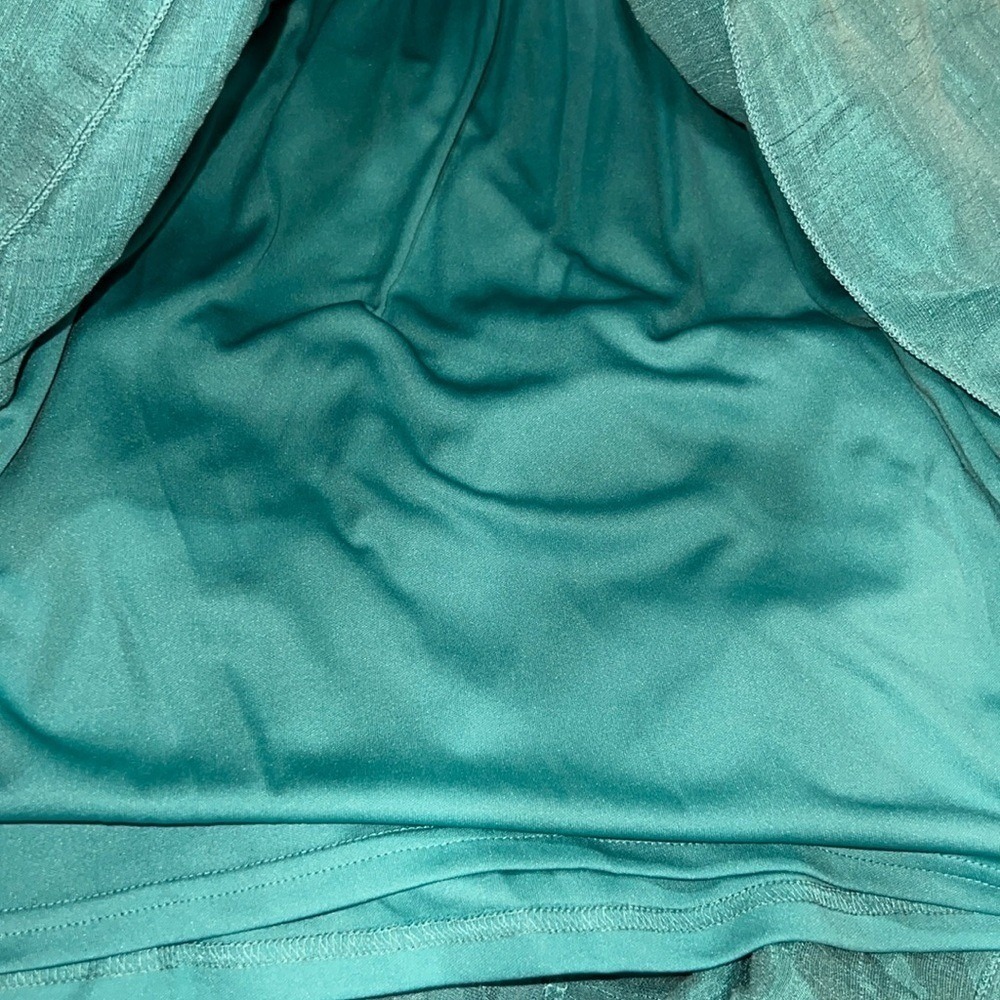 J Gee Maxi Dress S Teal Green‎ Blue Tiered Ruffle Boho Smocked Flutter Lace Trim - Picture 13 of 14